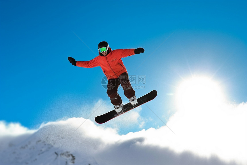 户外滑雪的炫酷飞跃动作图片