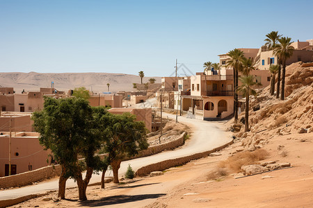 沙漠中的村庄高清图片