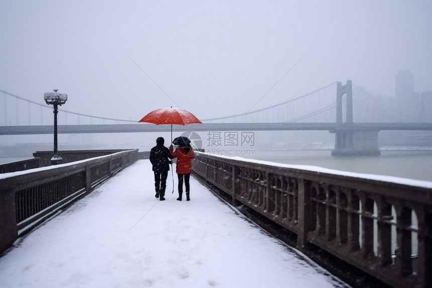 冬季雪中的江边图片