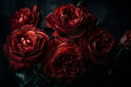 暗黑风红玫瑰特写图片