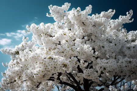 春天户外公园盛开的白色樱花图片