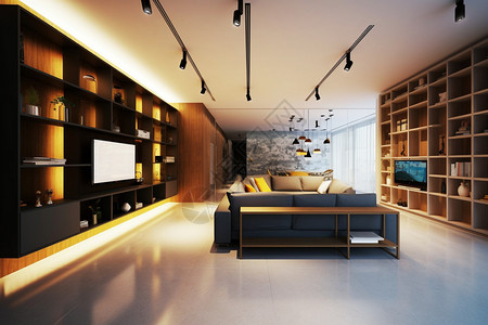 现代木质家具客厅装潢背景图片