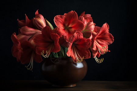 花瓶中盛开的红色兰花背景图片