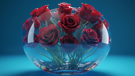 浪漫的玫瑰花花瓶图片