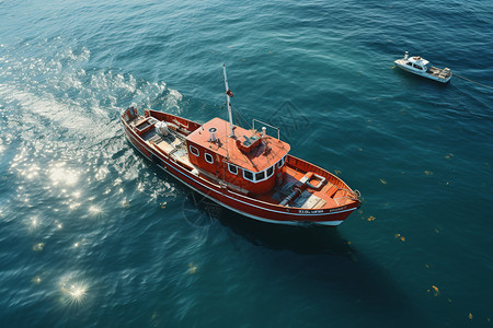 高空俯瞰中的救生艇背景图片