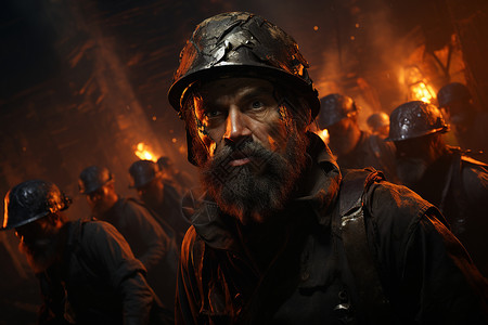 煤矿井下素材井下劳动的矿工团队背景