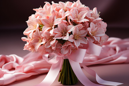 一束装饰好的粉色花束图片