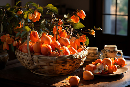 秋季的柿子图片