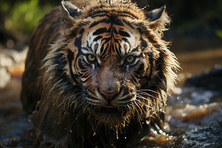 水中凶猛的老虎图片