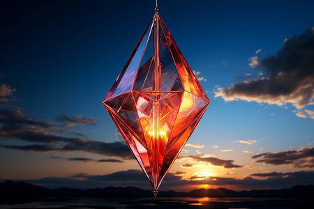 夕阳下红色钻石背景图片