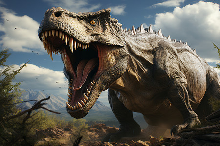 巨型恐龙张大嘴巴背景图片