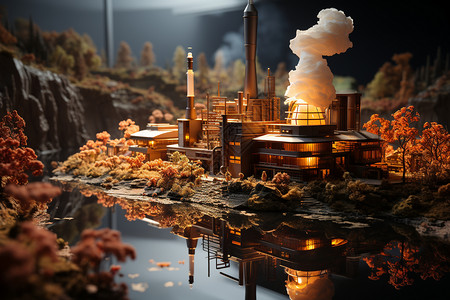 废气处理排气建筑模型设计图片