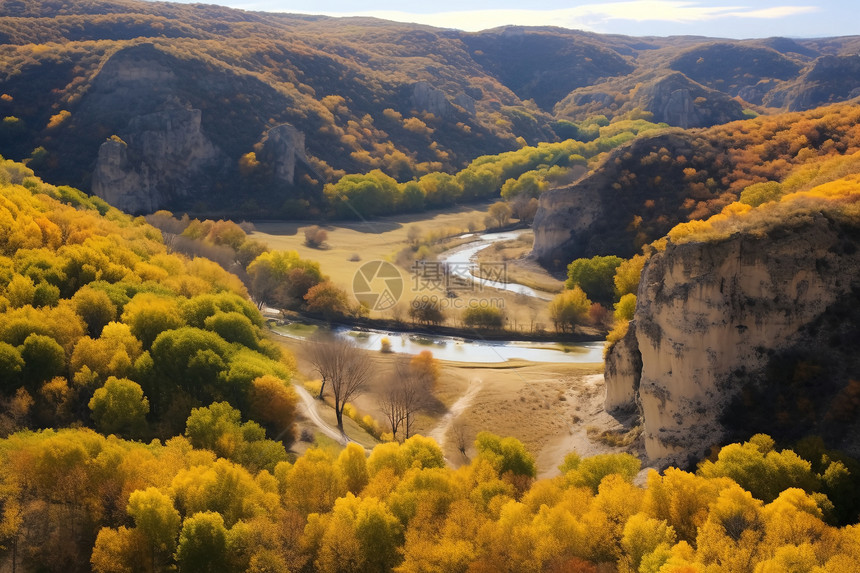 秋天乌兰布通大峡谷的美丽景观图片