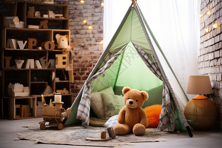 温馨小屋里的帐篷背景图片