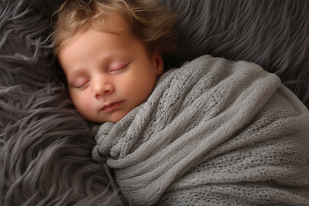 毯子上睡觉的婴儿背景图片