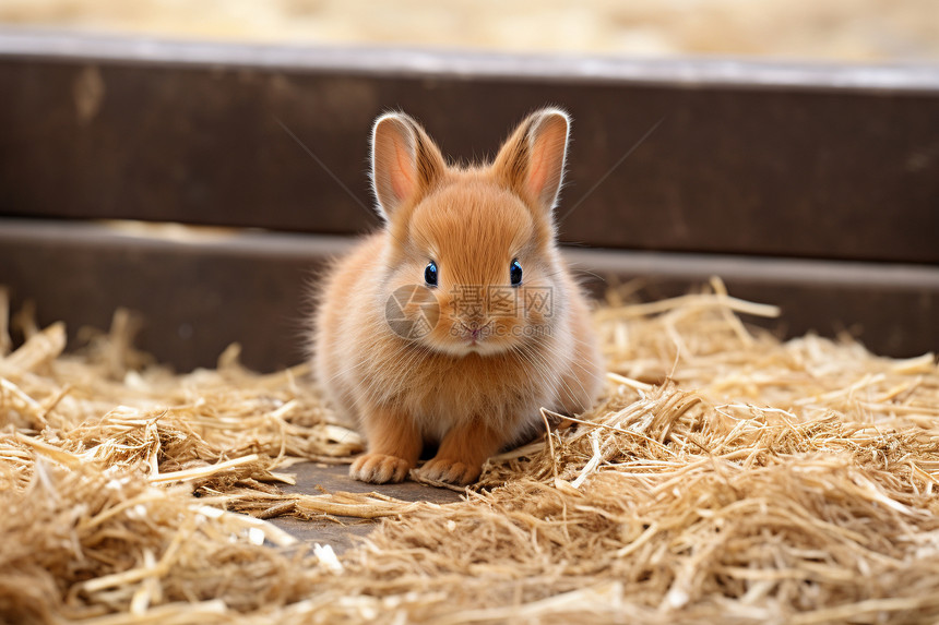 小兔子在干草堆里图片