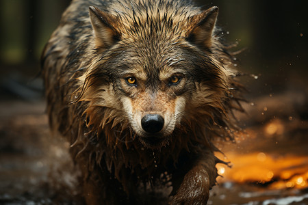 漫步在林间的狼图片