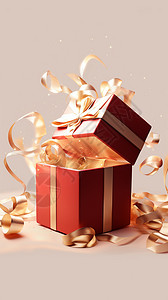 打开的礼物打开丝带包围的礼品盒设计图片