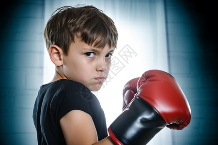 培育拳击爱好的外国小男孩背景图片