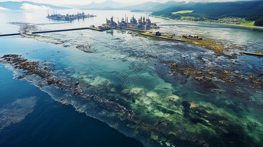 海洋污染素材剧烈的海洋污染背景