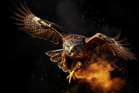 火焰翅膀火焰中勇猛的老鹰背景