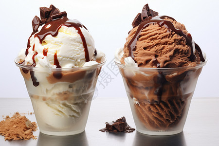 巧克力奶昔双层冰淇淋图片