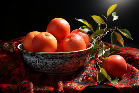 碗里的柿子背景图片
