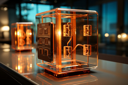 一个方形电源插座展柜设计图片