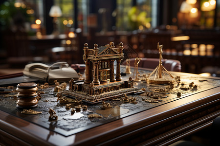 桌子上的法院模型高清图片