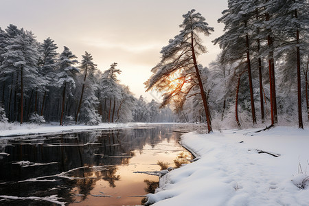 冬日的林间秘境图片