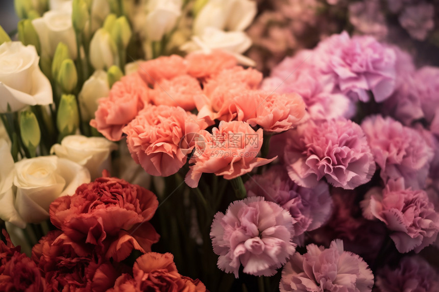 盛开的康乃馨花束图片