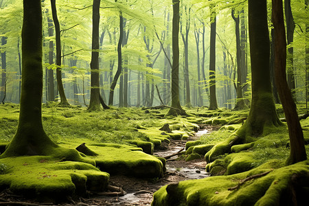 绿色的山毛榉森林图片