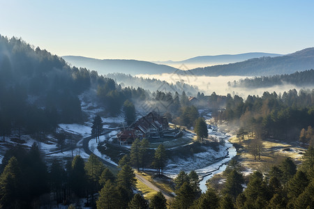 冬季的村庄图片