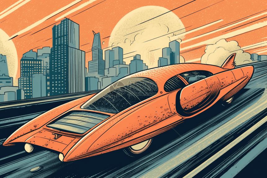 未来派高速公路的汽车图片
