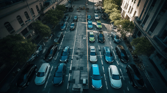 城市停车场的汽车图片