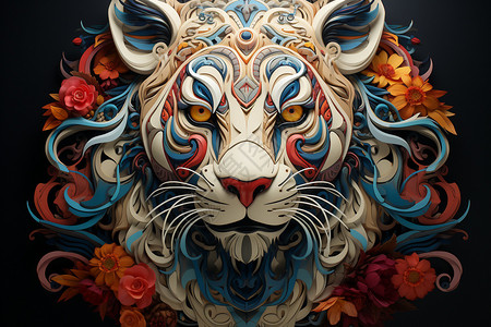 五彩斑斓的虎年背景图片