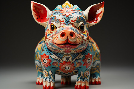 海阳标志雕塑多彩的猪年标志插画