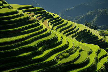 乡村的稻田背景图片