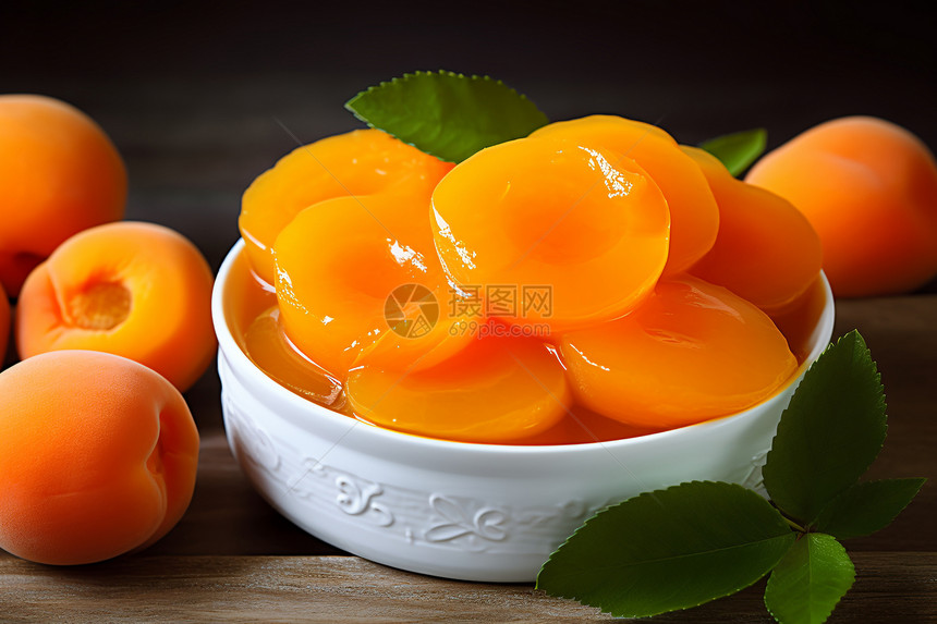 健康的杏子罐头图片