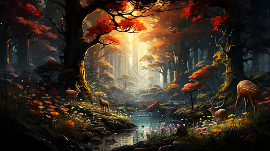梦幻的森林背景图片