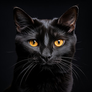 纯黑的猫图片
