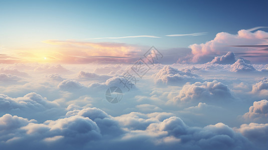 天上的飞机天上美丽的云插画