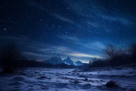 雪山上的星空图片