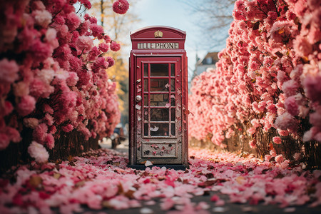 复古的粉色电话亭背景图片