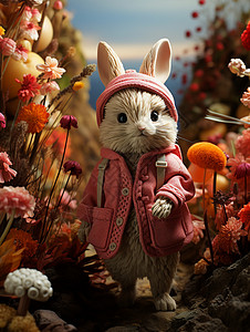 精美的兔子绒毛玩具背景图片