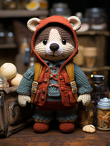 行李与玩偶可爱的小熊玩偶背景
