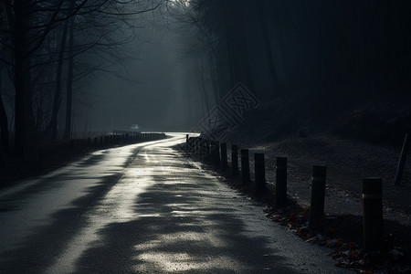 迷雾中的公路高清图片