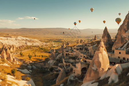 自由飞翔中的热气球高清图片