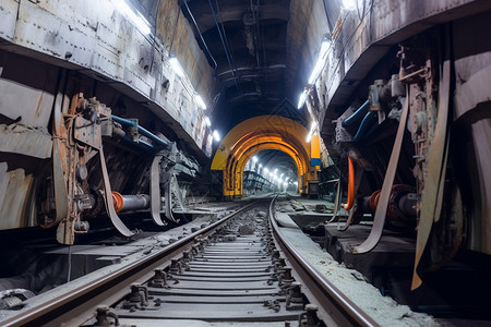 建设中的地铁隧道高清图片