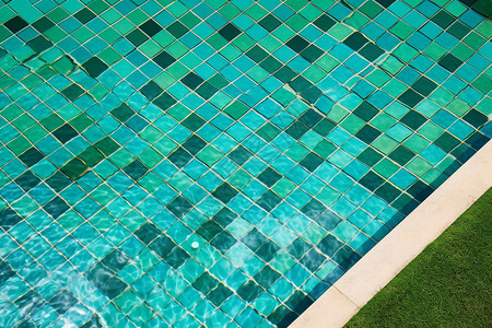 游泳池的瓷砖背景图片